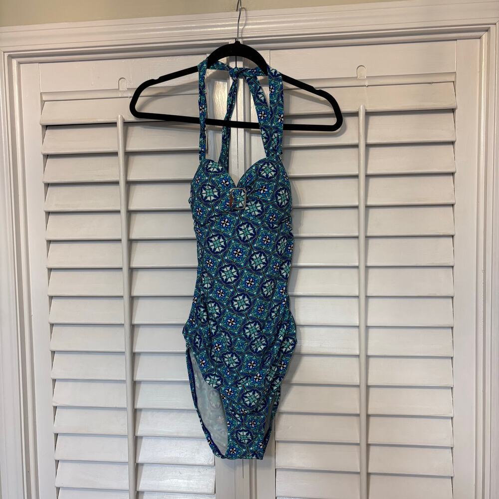 Spanx Love‎ Your Assets Sarah Blakely Blue Medallion Print One Piece Size Large